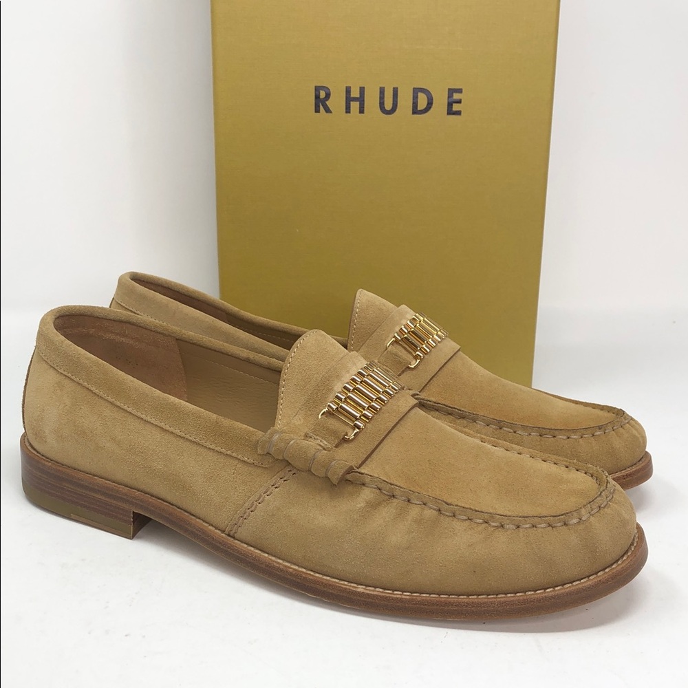Rhude Tan Suede Penny Loafers With Dustbag - Size 7